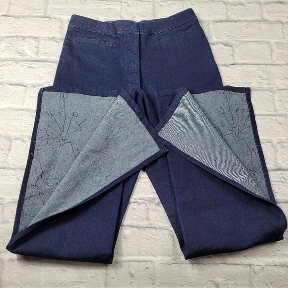 Adam Selman High Waisted Applique Open Seam Wide Leg Jeans size 4 - Picture 12 of 16